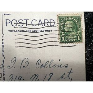 RARE US Green Ben Franklin Postage 1c Stamp on Post Card 1937